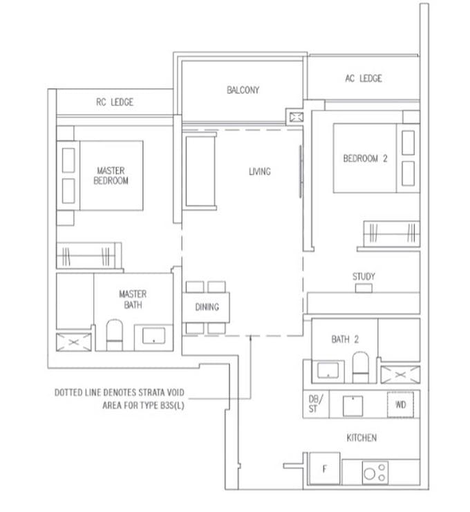 the botany 2 bedroom plus study floor plan