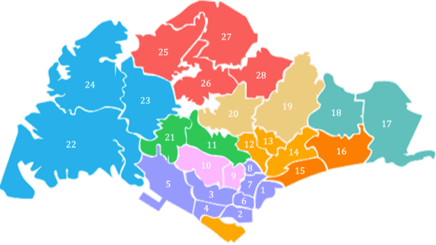 Map of Singapore's Districts