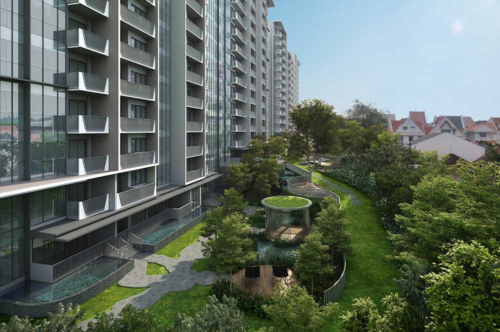 Time for some quiet contemplation along the Lush Gardens in The Reef at King's Dock.