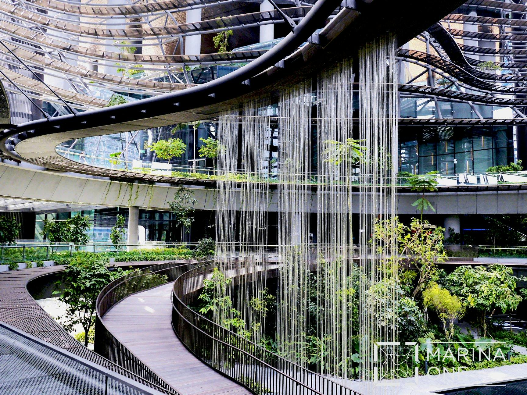 Waterfall display in Marina One Residences
