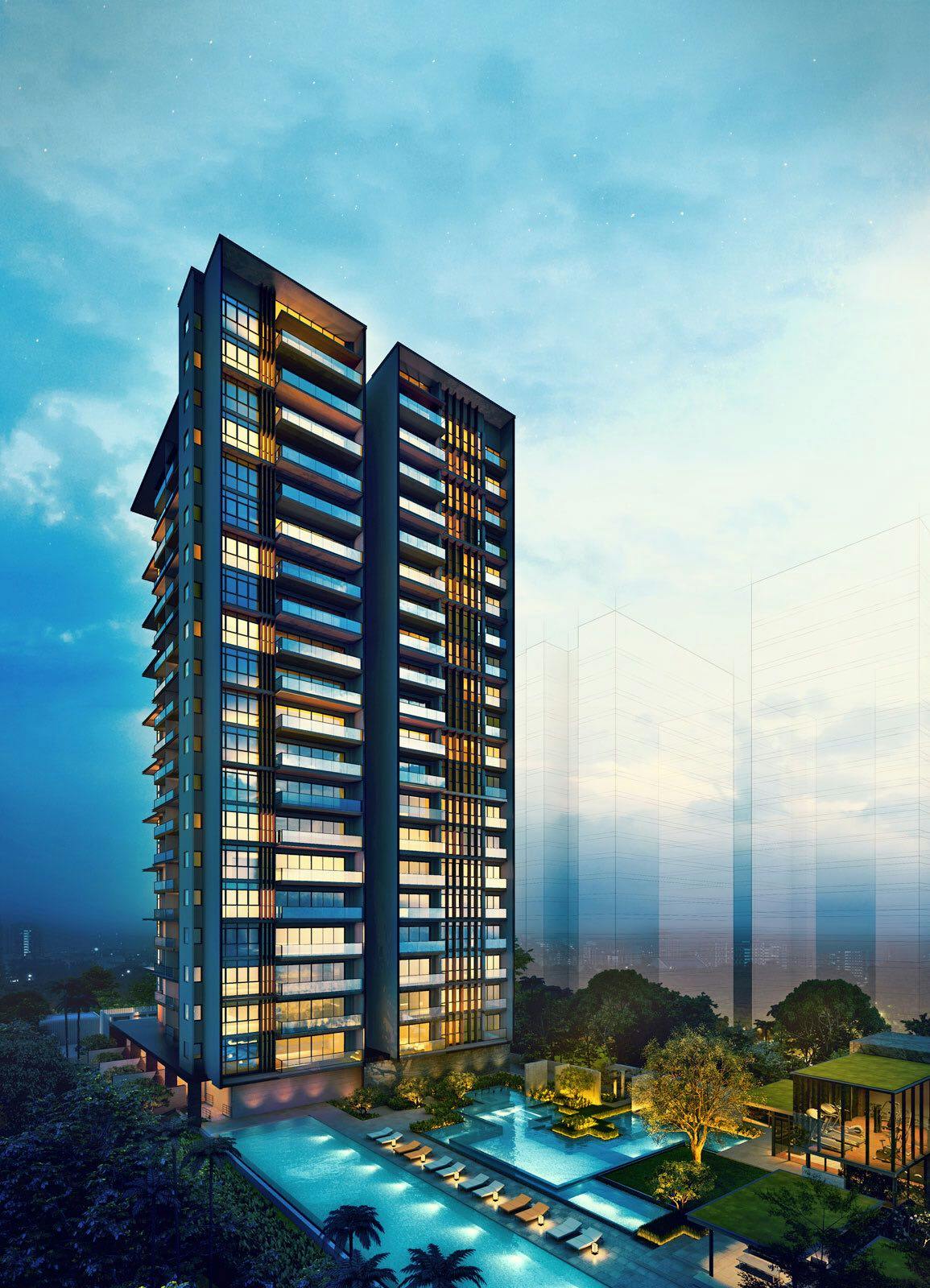 Amber 45 condo evening view