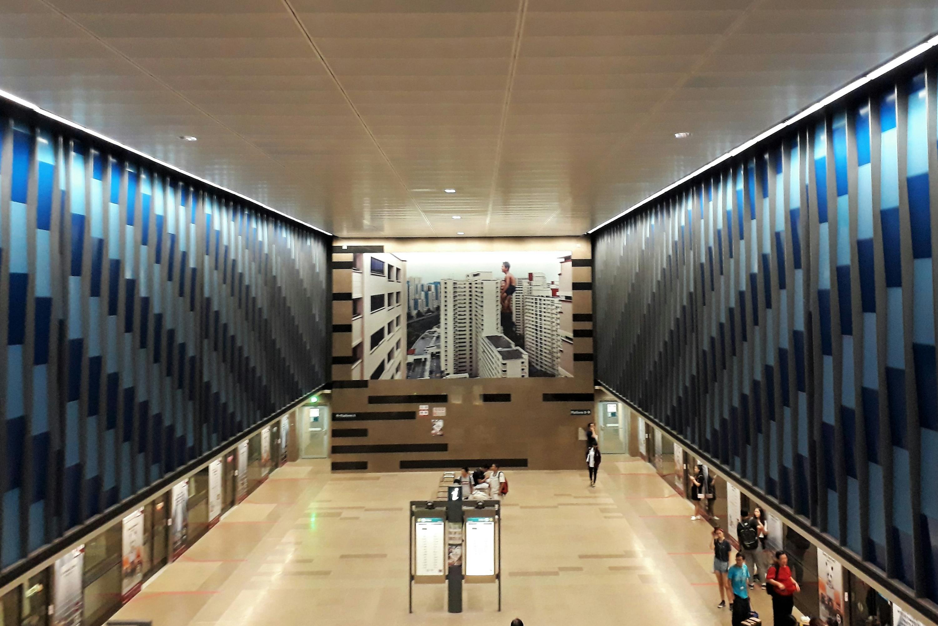 Bukit Panjang MRT Station on the Downtown Line with blue accents