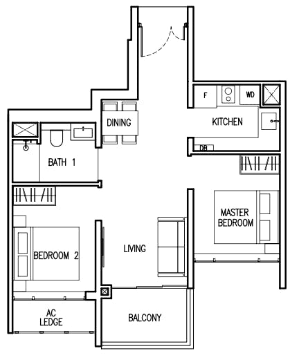 commodore 2 bedroom floor plan
