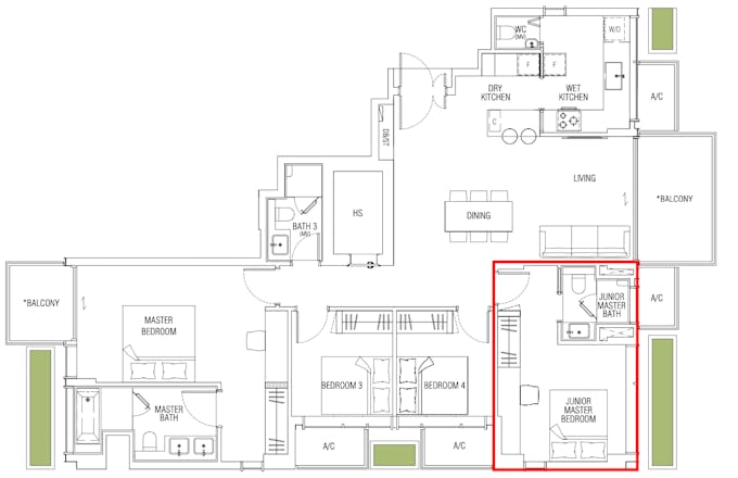 jervois mansion 4 bedroom junior master floor plan
