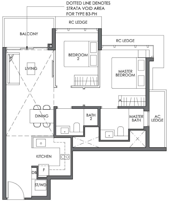 sky eden 2 bedroom unit floor plan