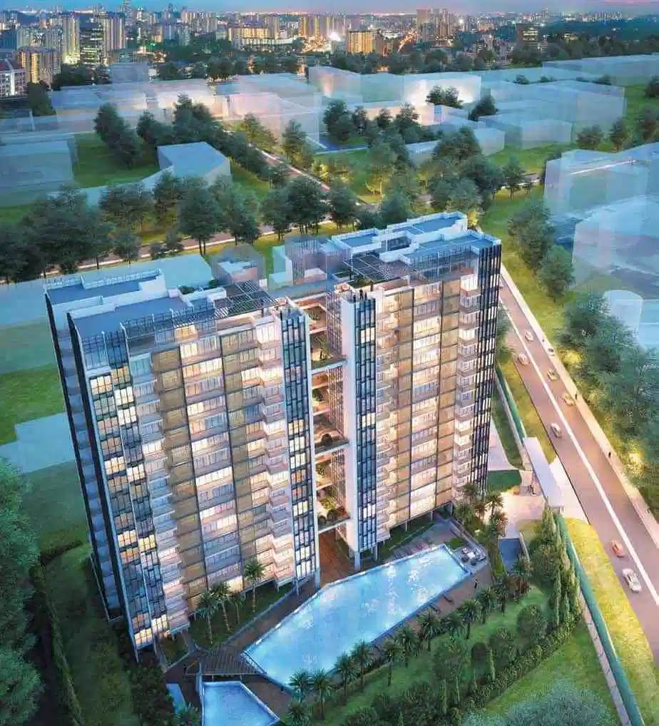 A top-view of TRE Residences in Geylang.