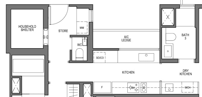 midtown modern sky bungalow kitchen floor plan