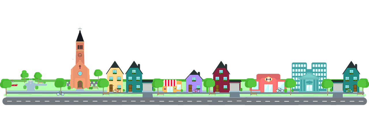 cartoon picture of a town