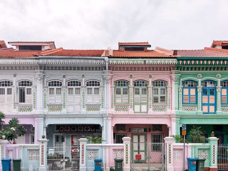 Traditional shophouses and Peranakan terrace houses along East Coast Road