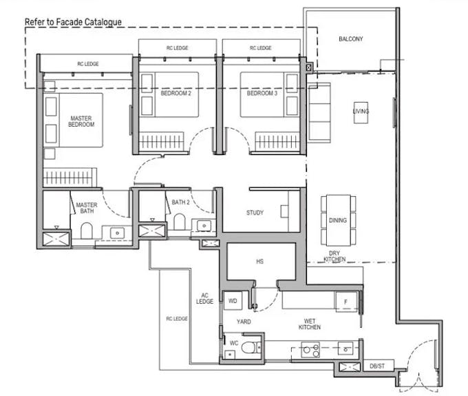 tembusu grand 3 bedroom study floor plan