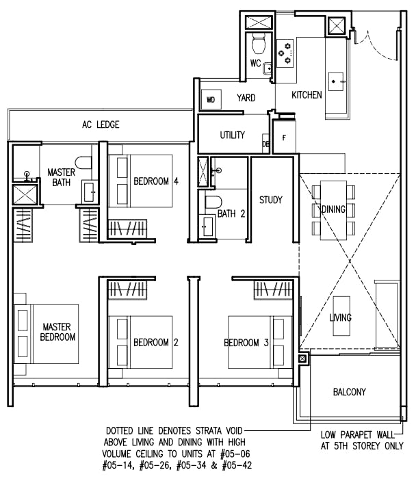 the commodore 1270 sq ft 4 bedroom floor plan
