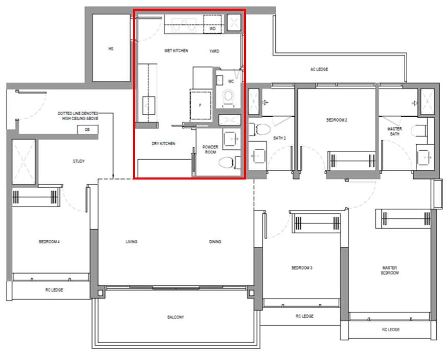 north gaia 4 bedroom kitchen floor plan