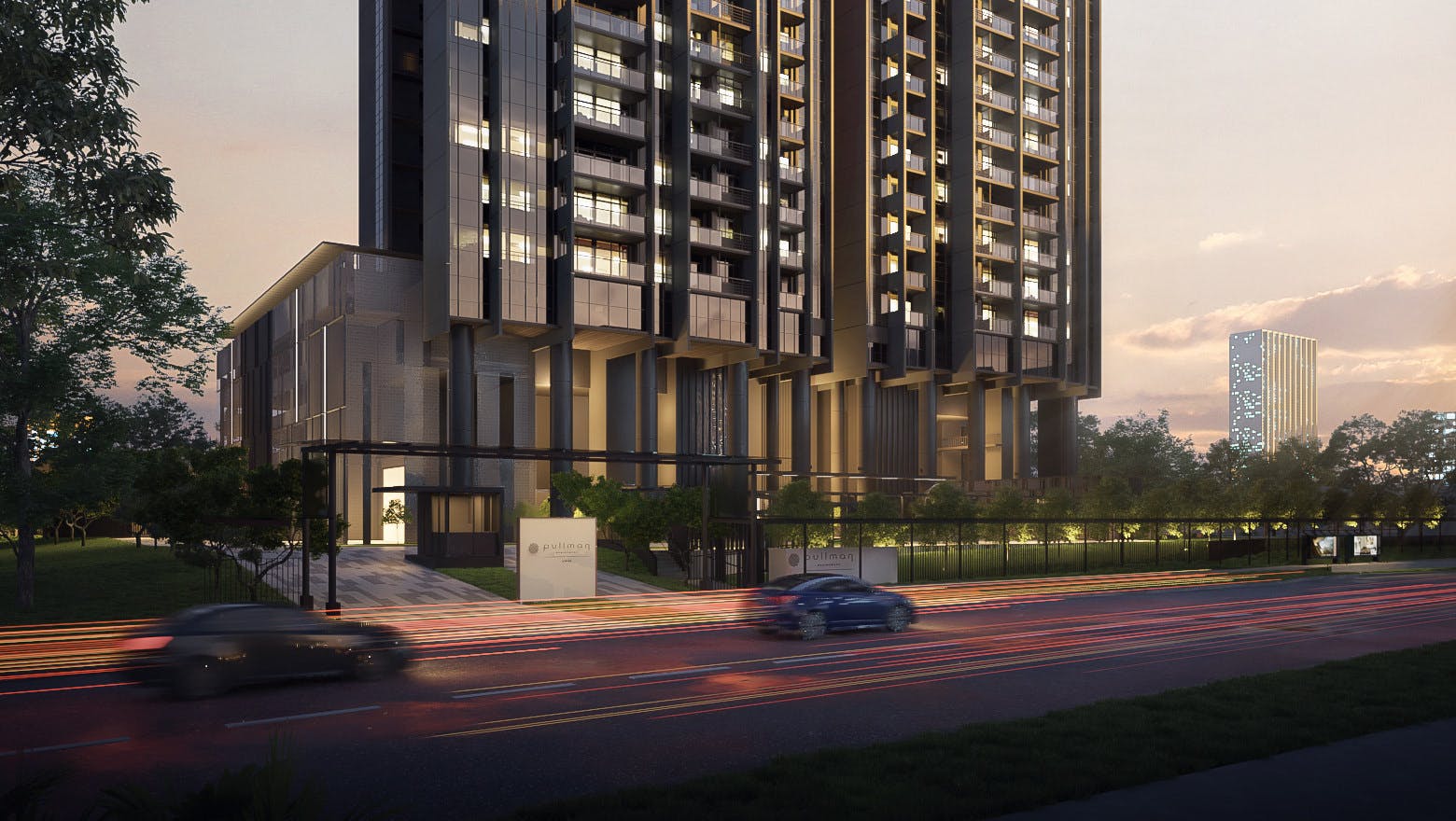 The entrance of Pullman Residences, a freehold condominium in Newton, District 11.