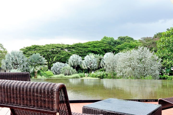 Hort Park benches by the reservoir
