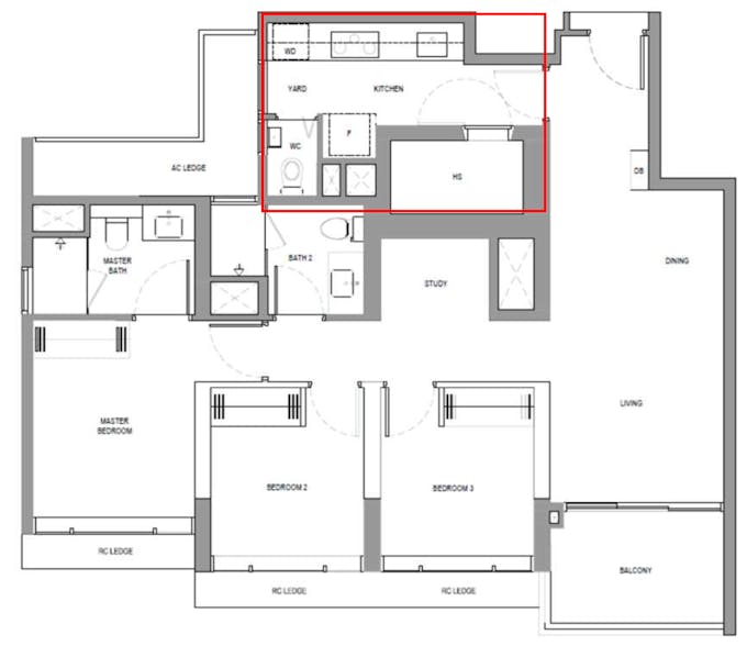 north gaia 3 bedroom yard study kitchen floor plan