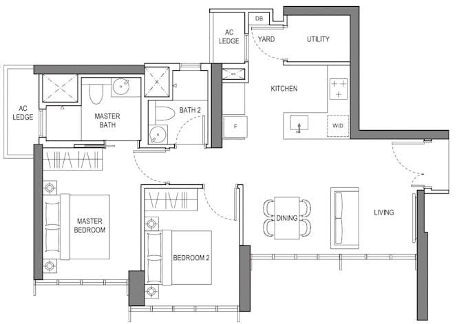 liv at mb 2 bedroom deluxe floor plan
