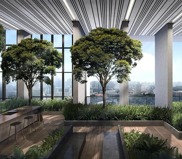 The luxurious One Bernam boasts a gorgeous unique view of modern skyscrapers amongst charming conservation shophouses.