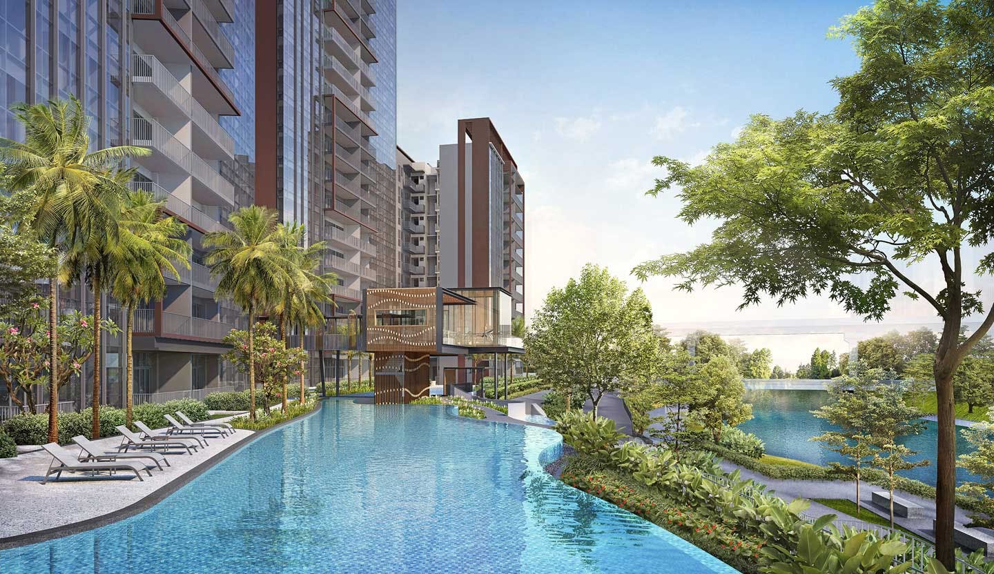 An inviting 75m swimming pool filled with relaxing water features await One-North Eden residents.