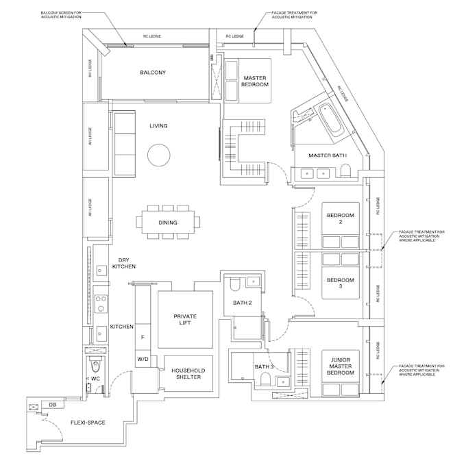 the reserve residences 4 bedroom horizon floor plan