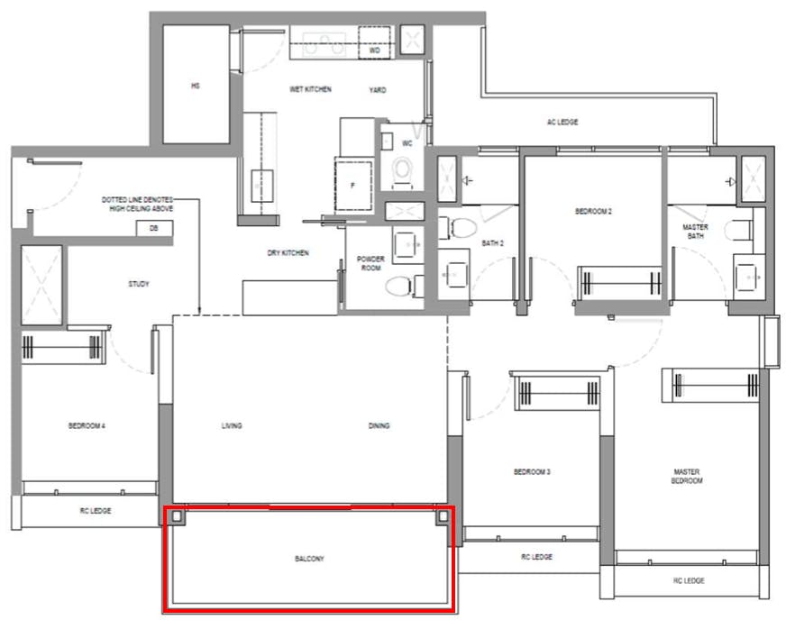 north gaia 4 bedroom balcony floor plan