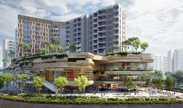 Artist's impression of the future integrated development next to Buangkok MRT Station, one of the many stations near Parc Greenwich.