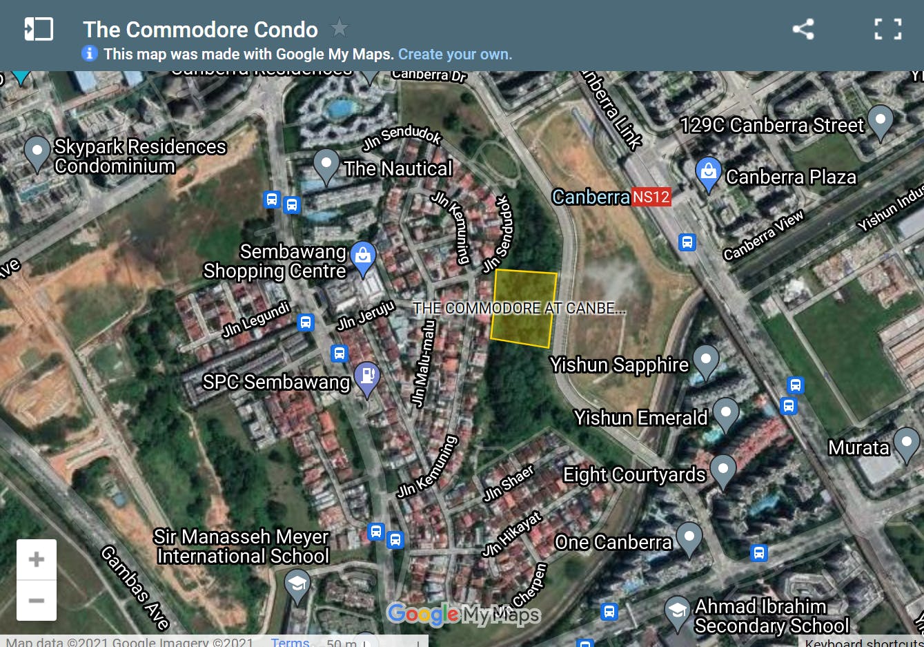 The Commodore’s site plan from Google My Maps