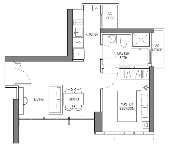 liv at mb 1 bedroom floor plan