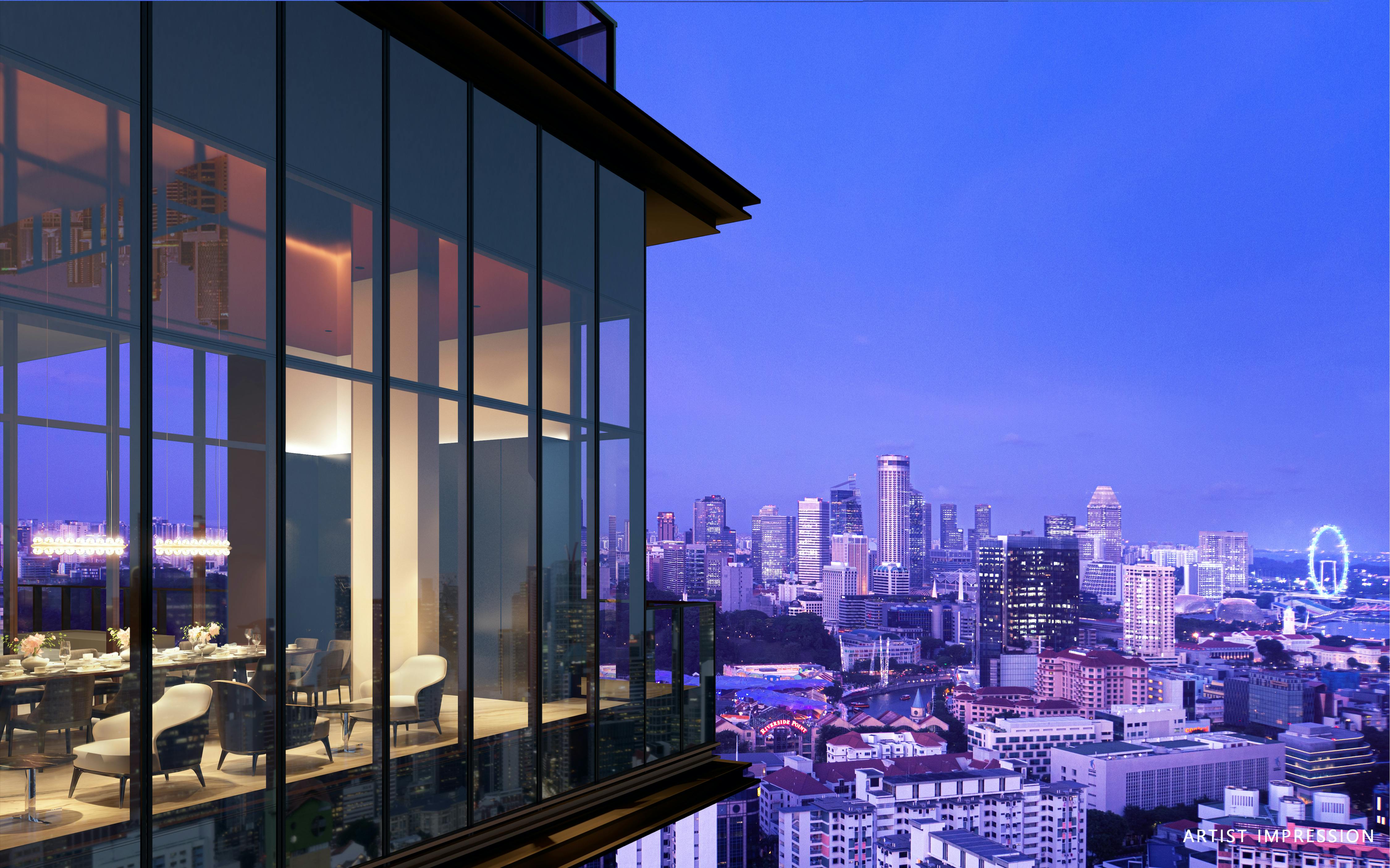Looking in at the Sky Lounge at The Landmark condo