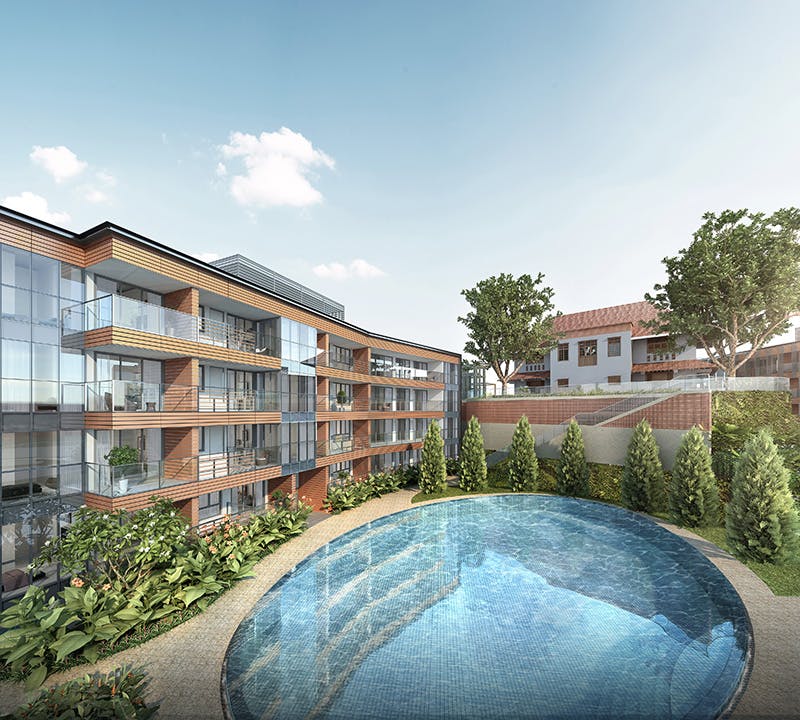 The intensely beautiful mirror pool is the mark of true luxury at Sophia Hills.