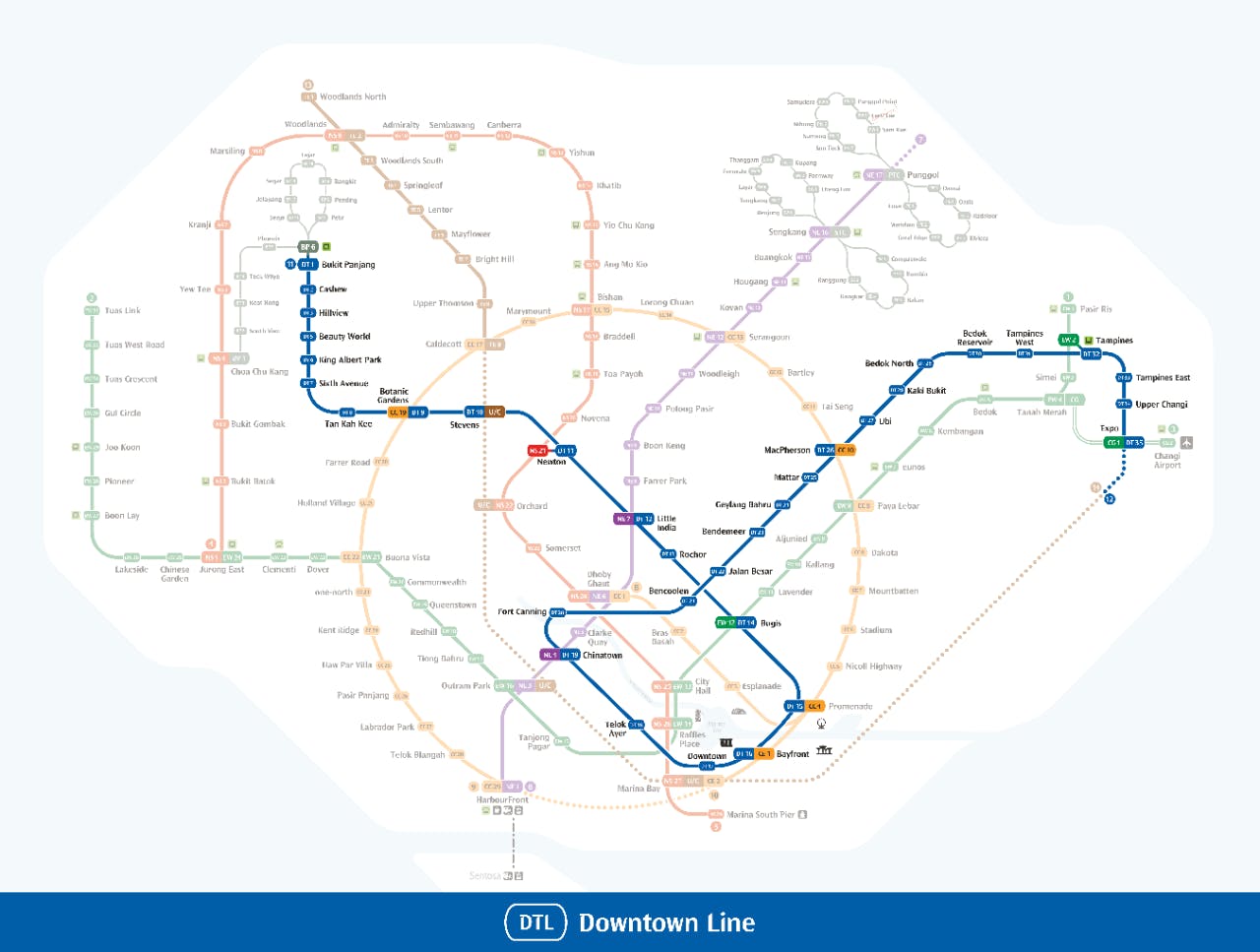 Map of Downtown Line Singapore