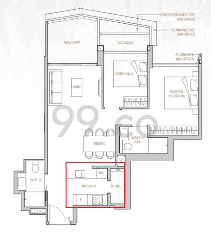 perfect ten 2 bedroom floor plan kitchen