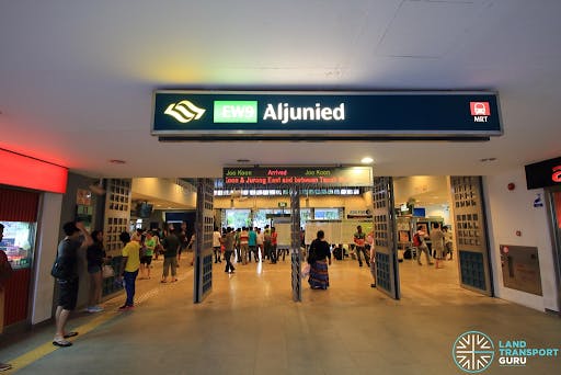 The entrance of a crowded Aljunied MRT station on the East-West Line, which is near where MORI Condo will be.