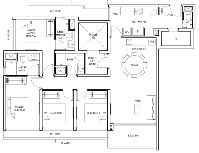 grand dunman 4 bedroom floor plan