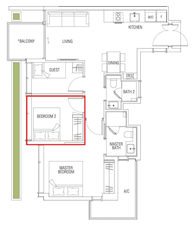 jervois mansion 2 bedroom floor plan