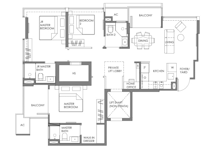 enchante 3 bedroom home office floor plan