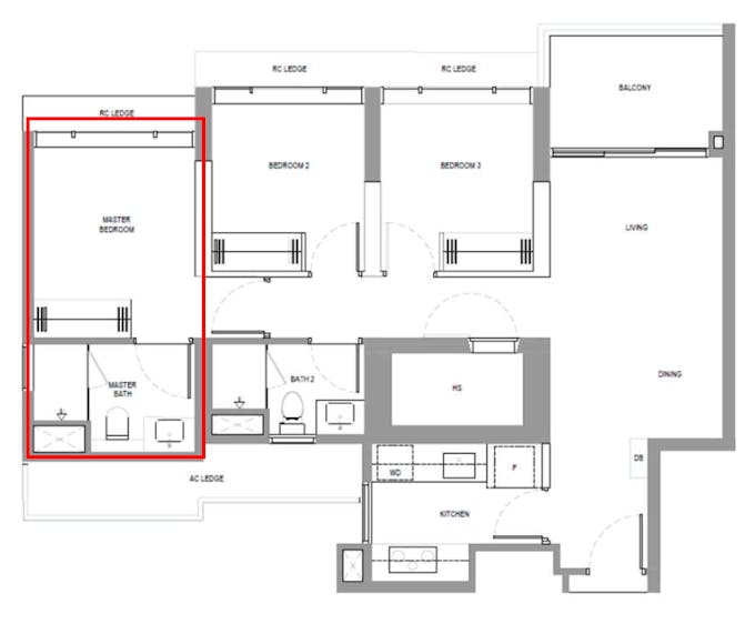 North Gaia 3 bedroom master bedroom floor plan