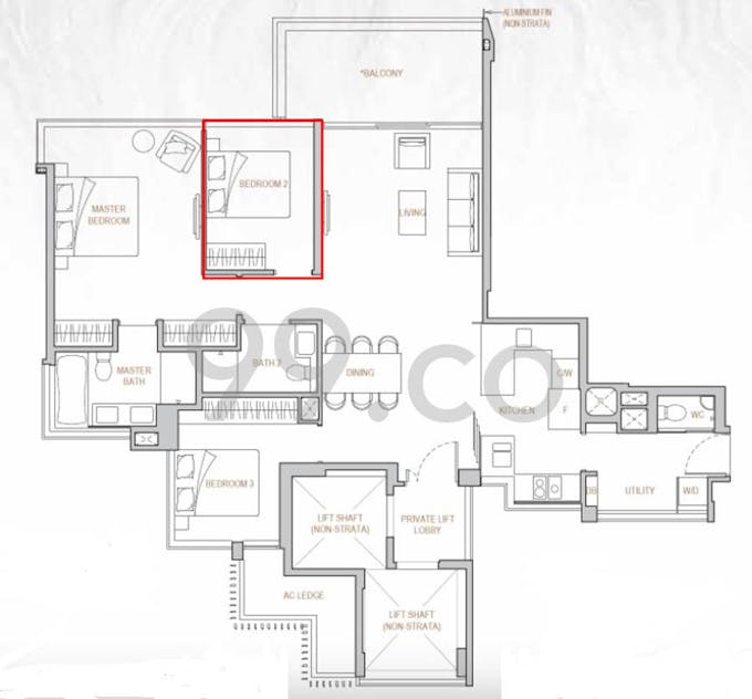 perfect ten 3 bedroom bedroom 2 floor plan