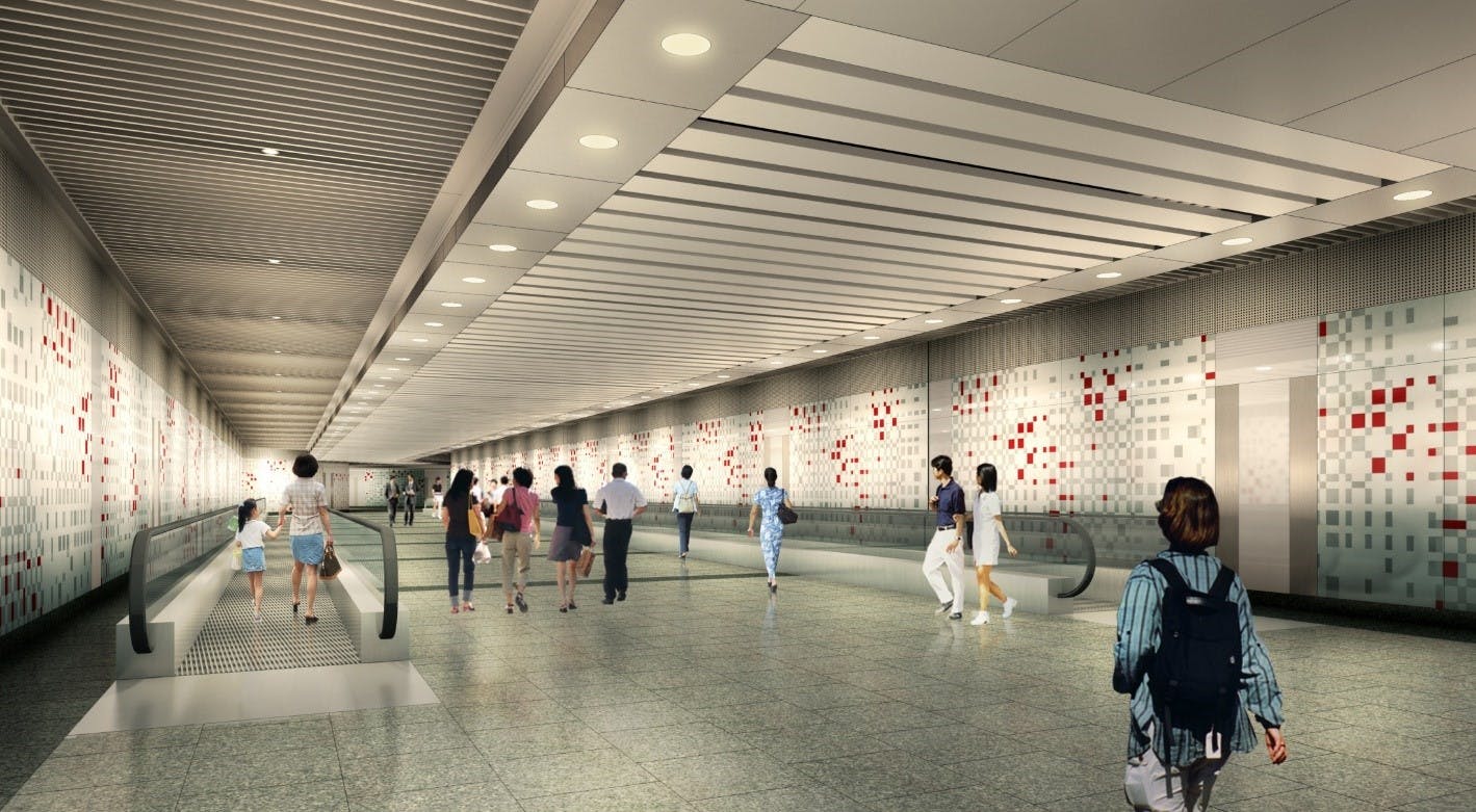 An artists' impression of the Thomson-East Coast extension at Orchard MRT Station