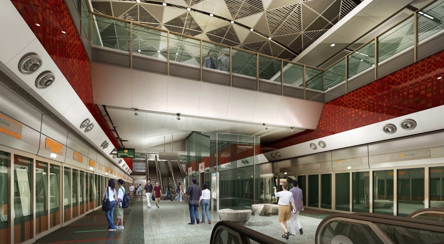 Orchard Boulevard MRT Station on the Thomson-East Coast Line as visualised by an artist.