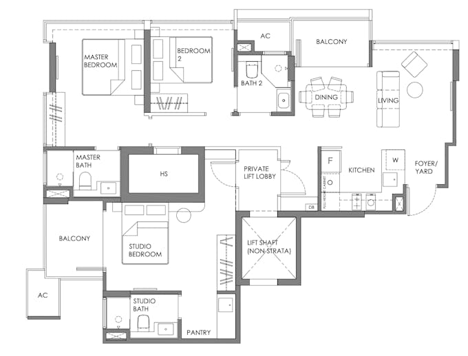 enchante 3 bedroom dual key unit floor plan