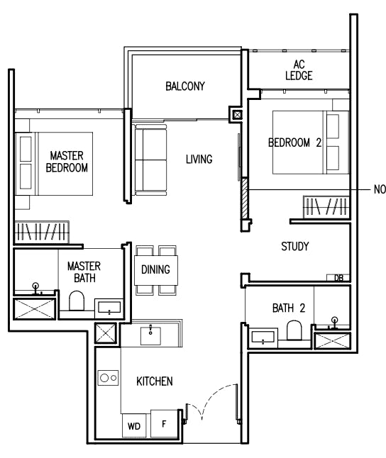 the commodore 2 bedroom floor plan