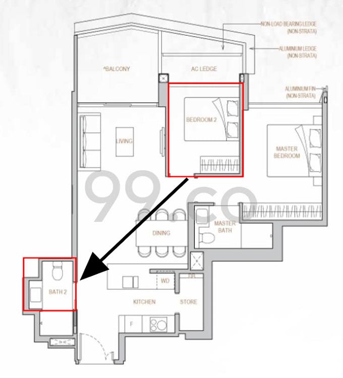 perfect ten 2 bedroom floor plan common bathroom