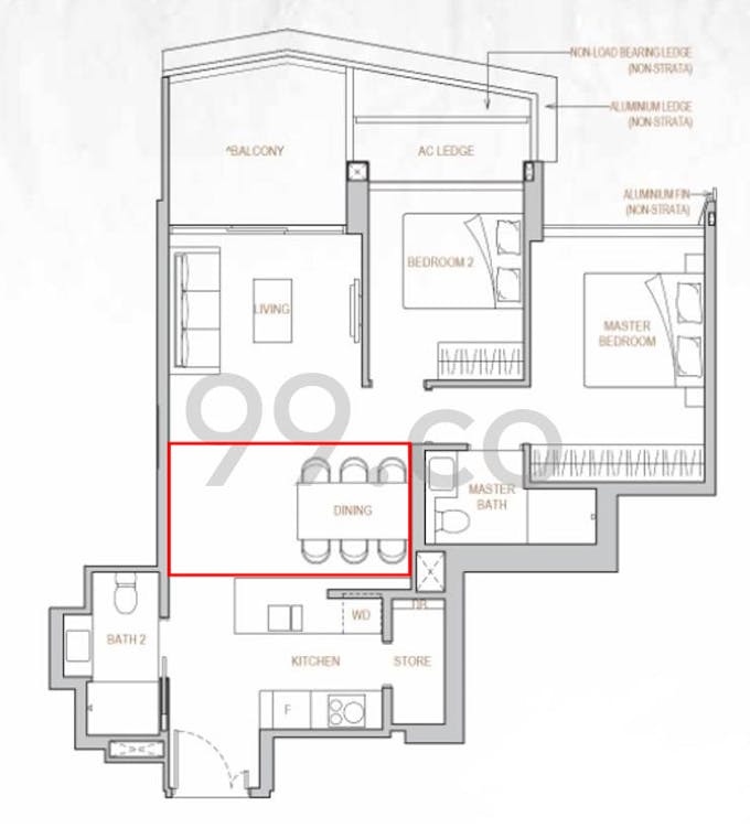 perfect ten 2 bedroom floor plan dining