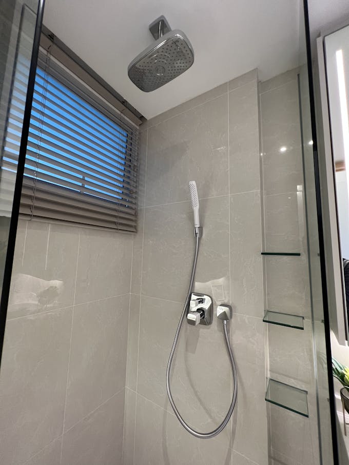 rain shower shared bathroom enchante