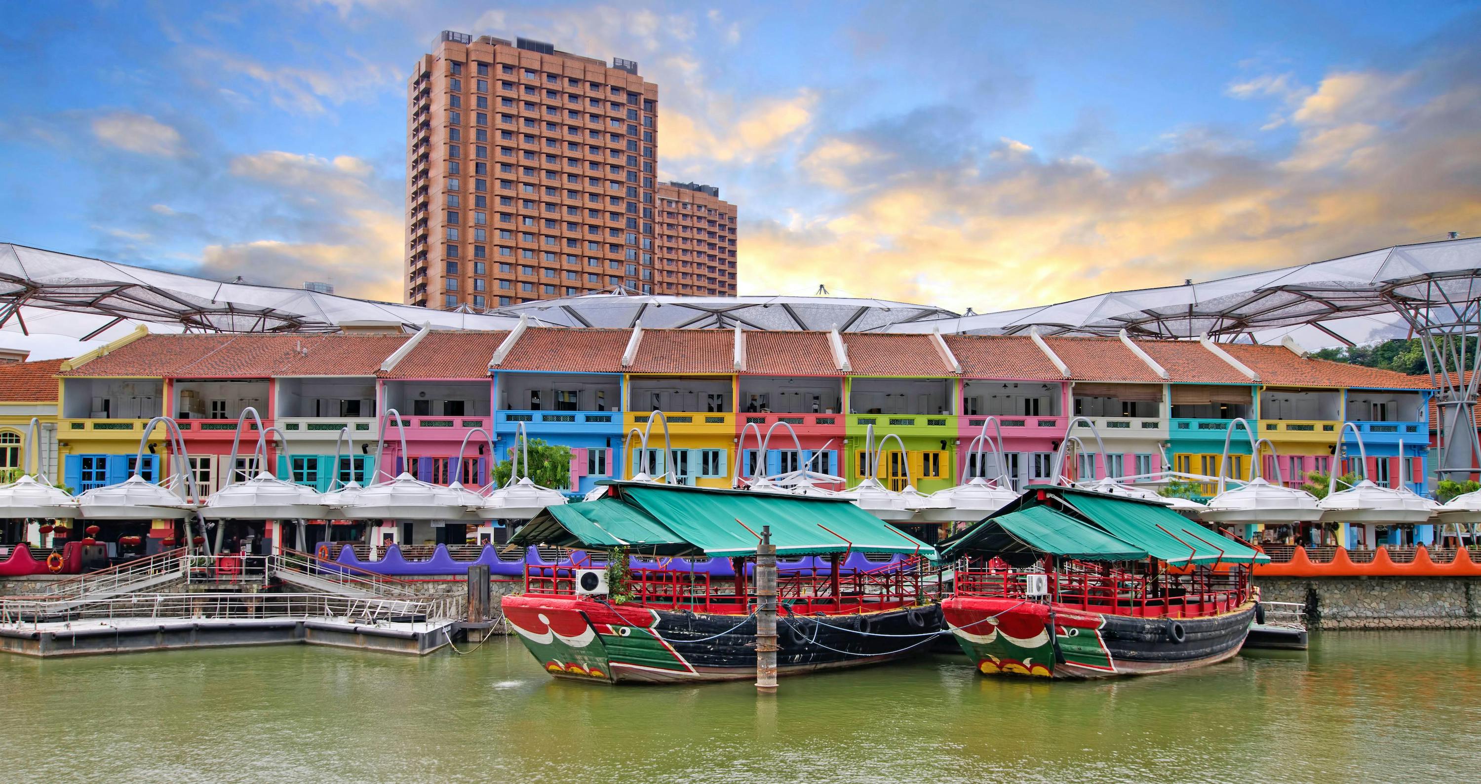 Coloured shophouses Clarke Quay