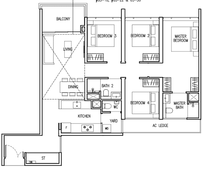 the commodore 4 bedroom 1184 sq ft floor plan