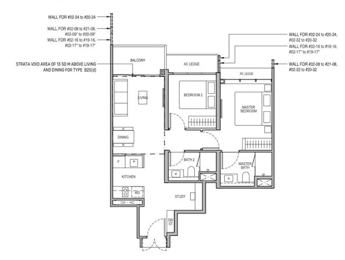 tembusu grand 2 bedroom study floor plan