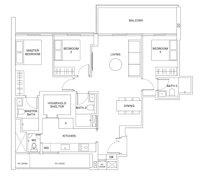 the reserve residences 3 bedroom creekside floor plan