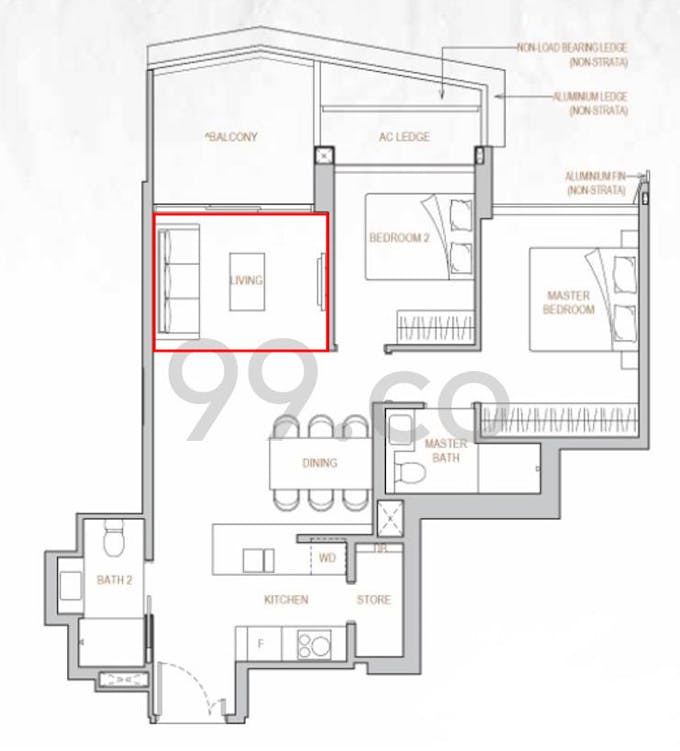 perfect ten 2 bedroom floor plan living