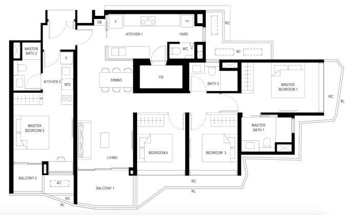 lentor hills residences 3 bedroom dual key floor plan